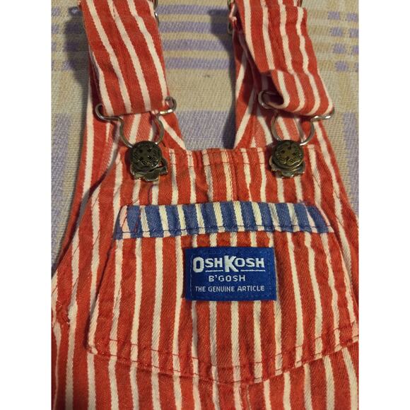 Vtg Osh Kosh Sweats 2T Red White Striped Vestbak Rough Tough 90s 80s Overalls - Picture 8 of 9